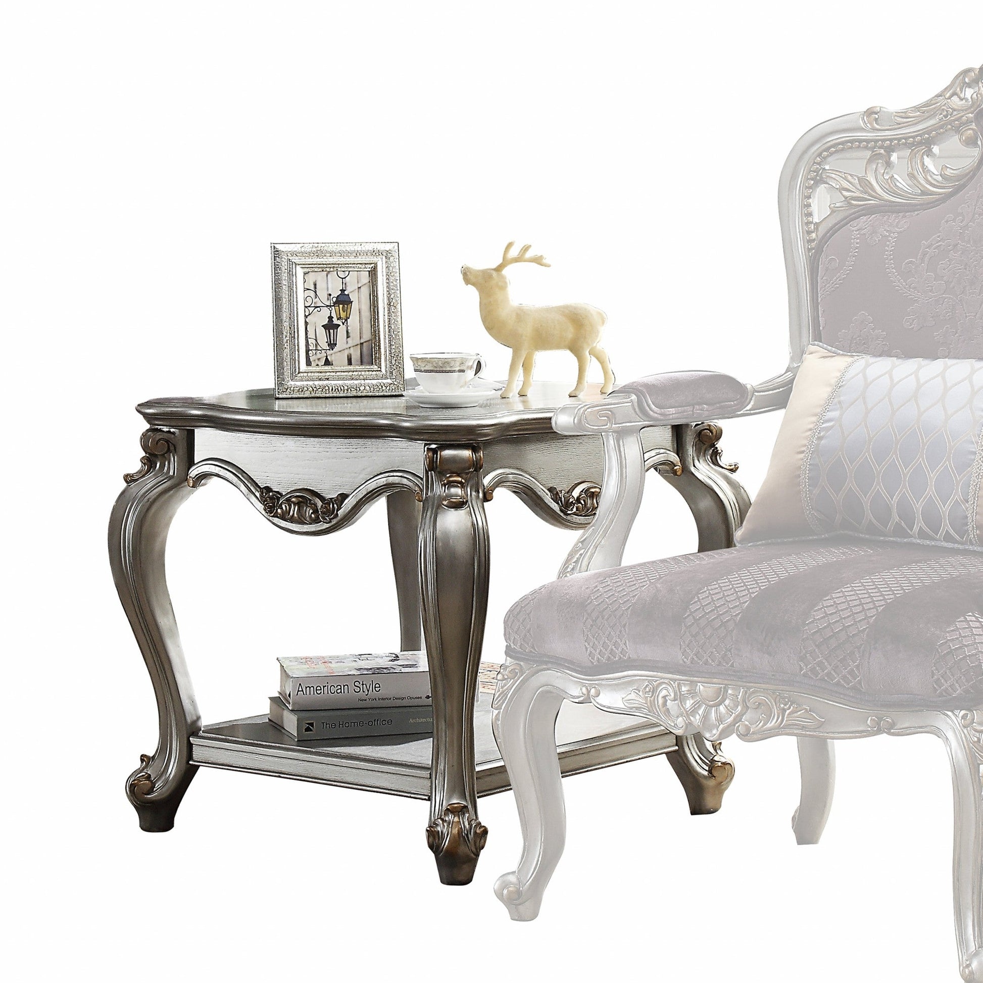 HomeRoots 24" Solid Wood End Table With Shelf in Gray Finish