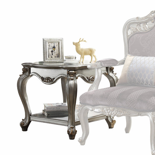 HomeRoots 24" Solid Wood End Table With Shelf in Gray Finish