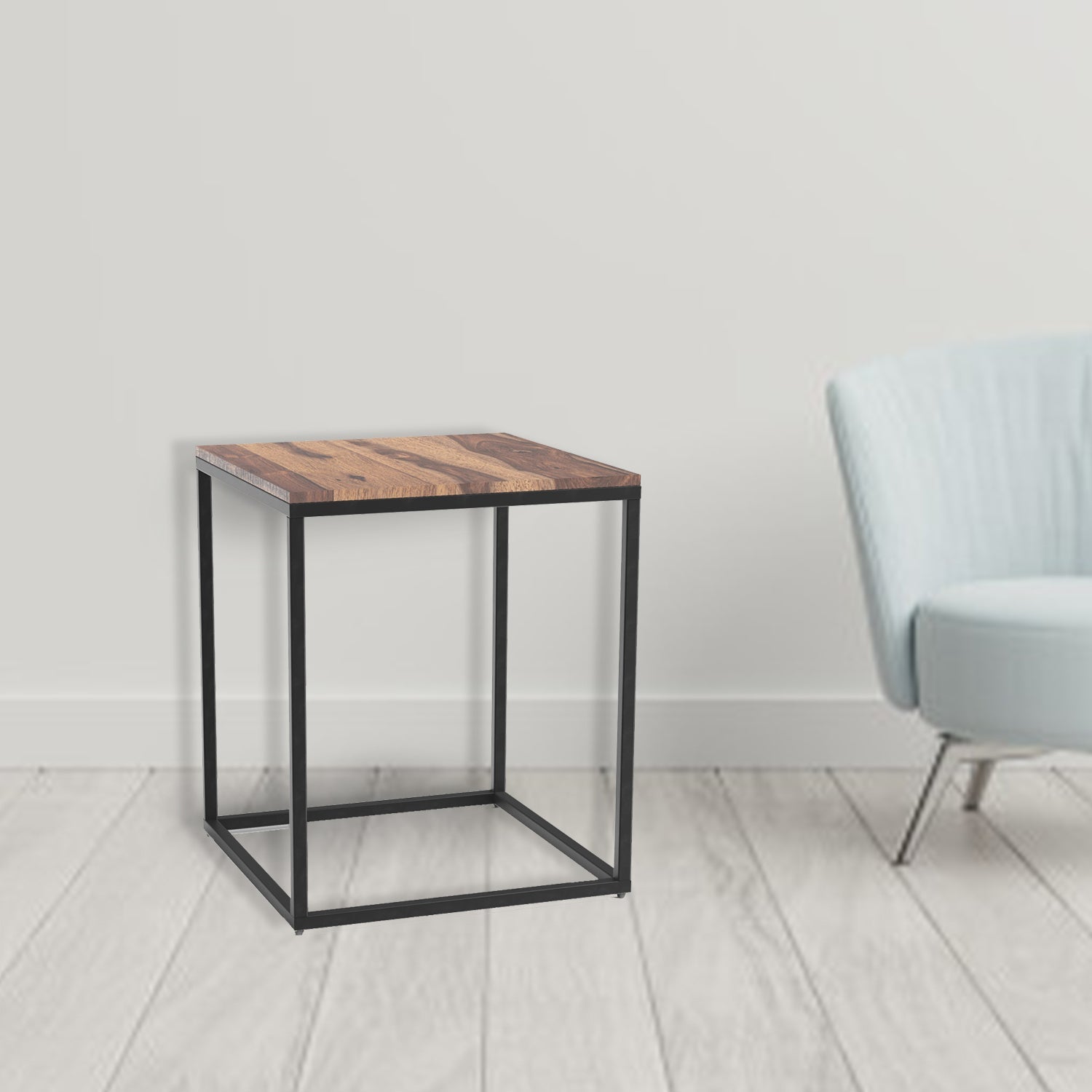 HomeRoots 24" Solid Wood End Table in Black and Brown Finish