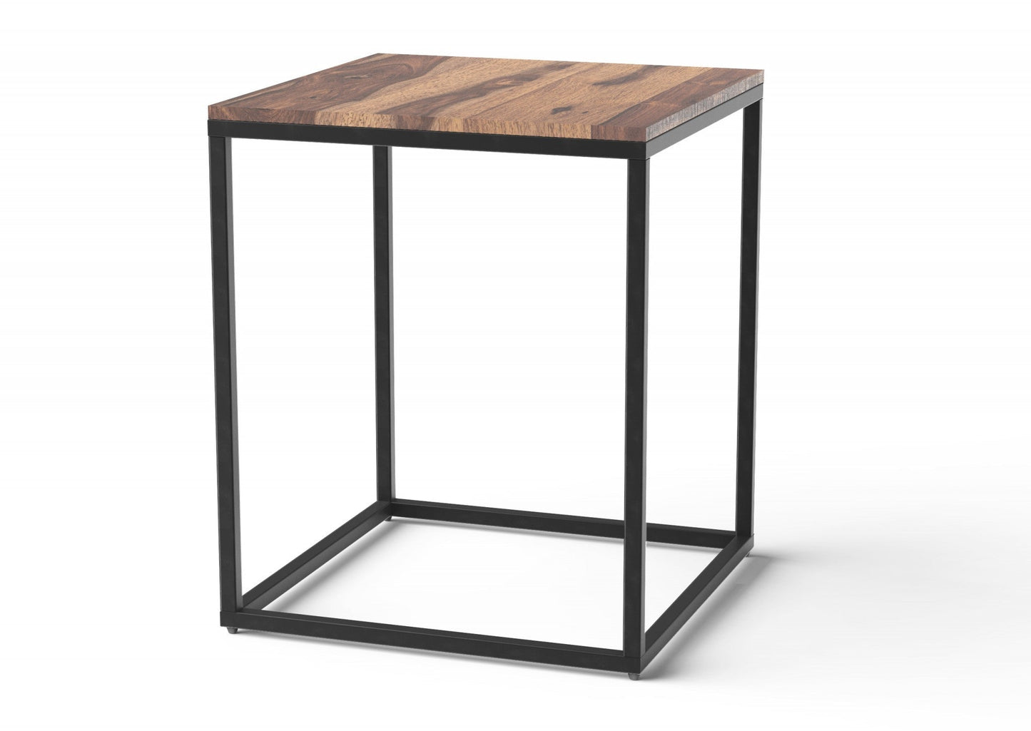 HomeRoots 24" Solid Wood End Table in Black and Brown Finish