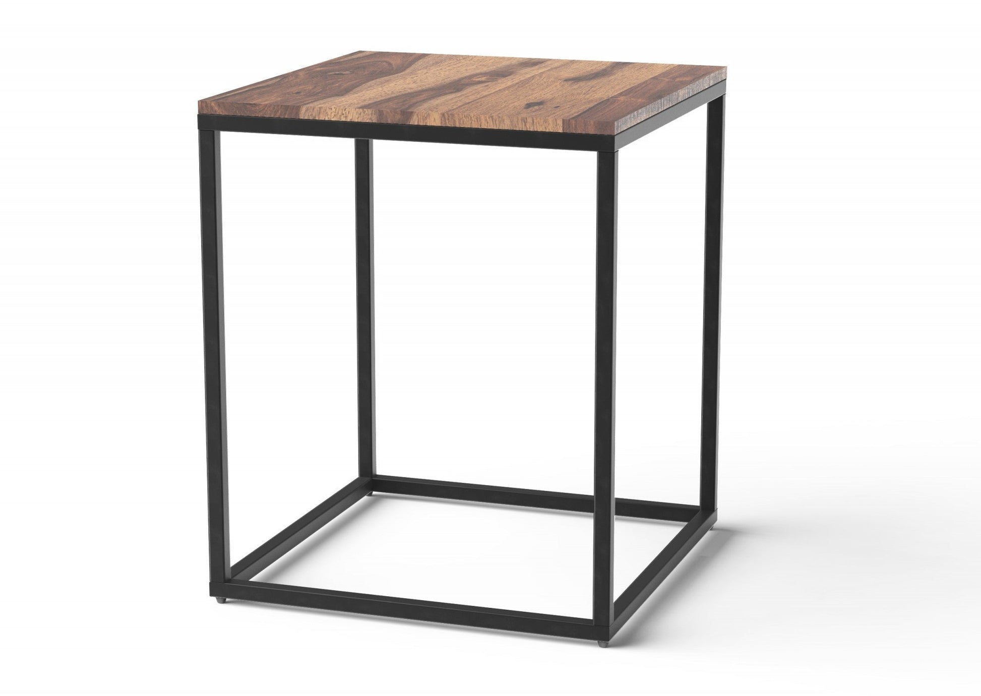HomeRoots 24" Solid Wood End Table in Black and Brown Finish