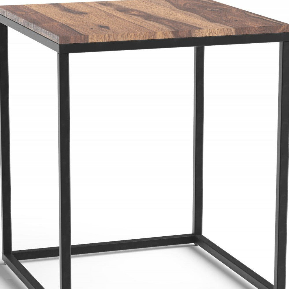 HomeRoots 24" Solid Wood End Table in Black and Brown Finish