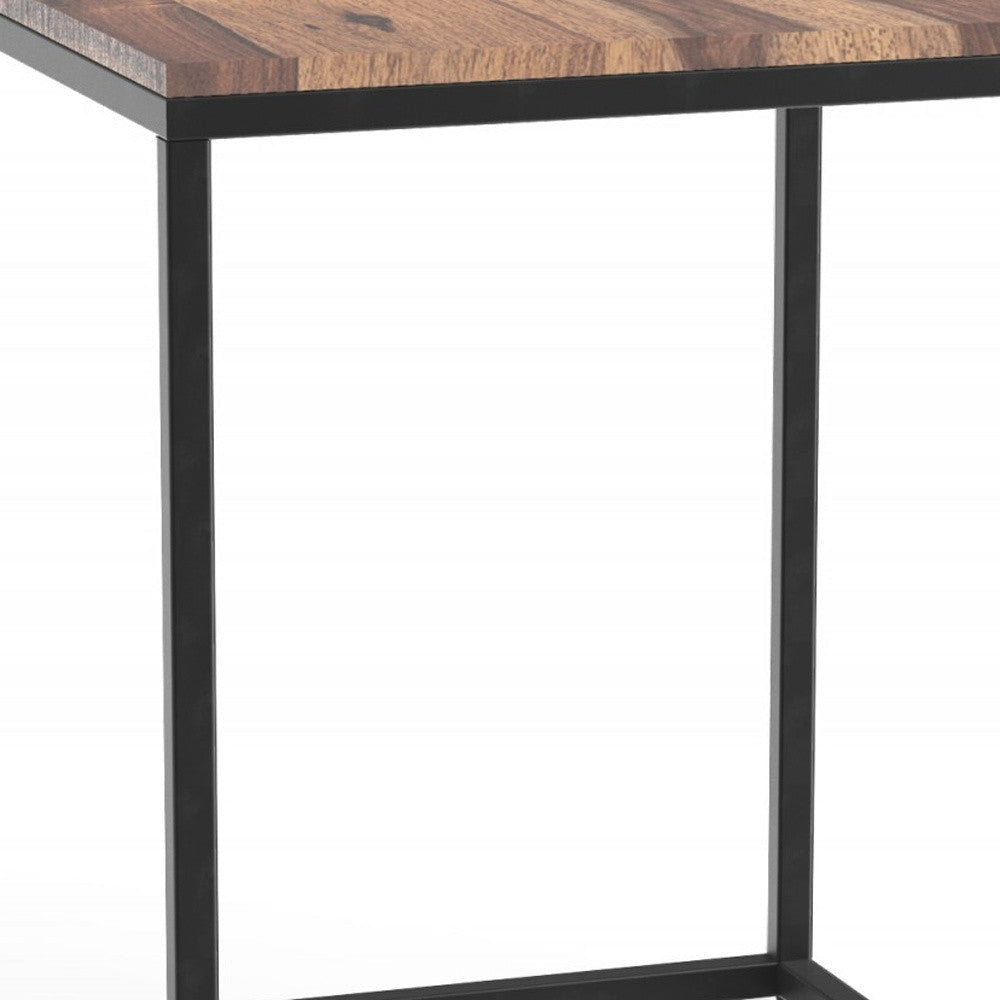 HomeRoots 24" Solid Wood End Table in Black and Brown Finish