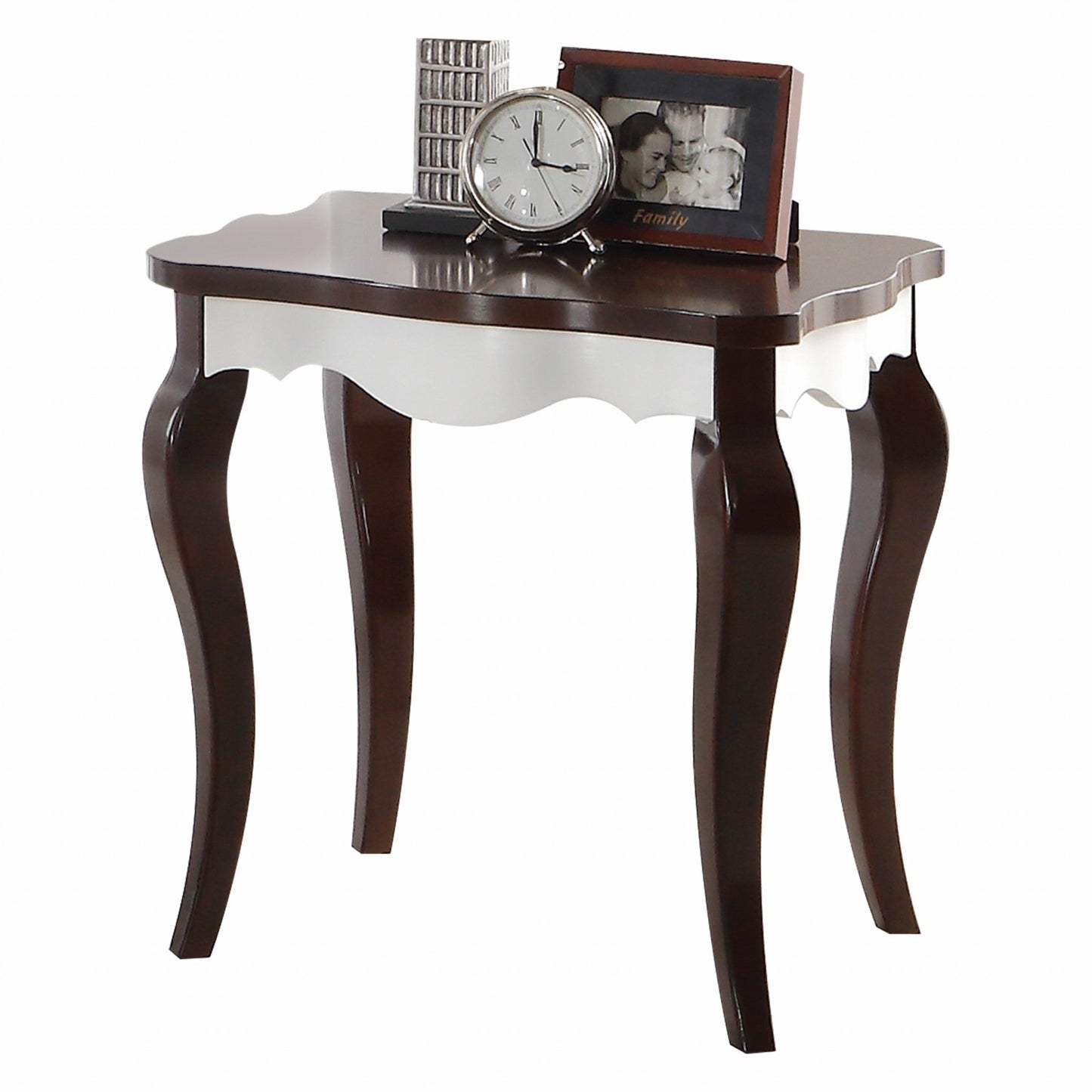 HomeRoots 24" Solid Wood End Table in Dark Brown Finish
