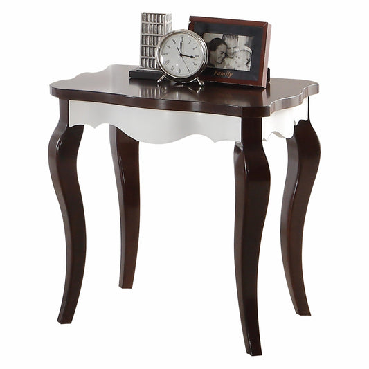 HomeRoots 24" Solid Wood End Table in Dark Brown Finish