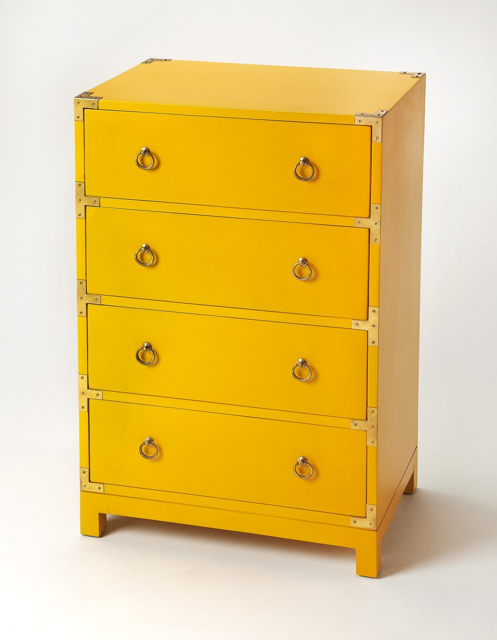 HomeRoots 24" Solid Wood Four Drawer Dresser in Yellow Finish