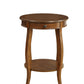 HomeRoots 24" Solid Wood Round End Table With Shelf in Brown Finish