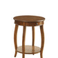 HomeRoots 24" Solid Wood Round End Table With Shelf in Brown Finish