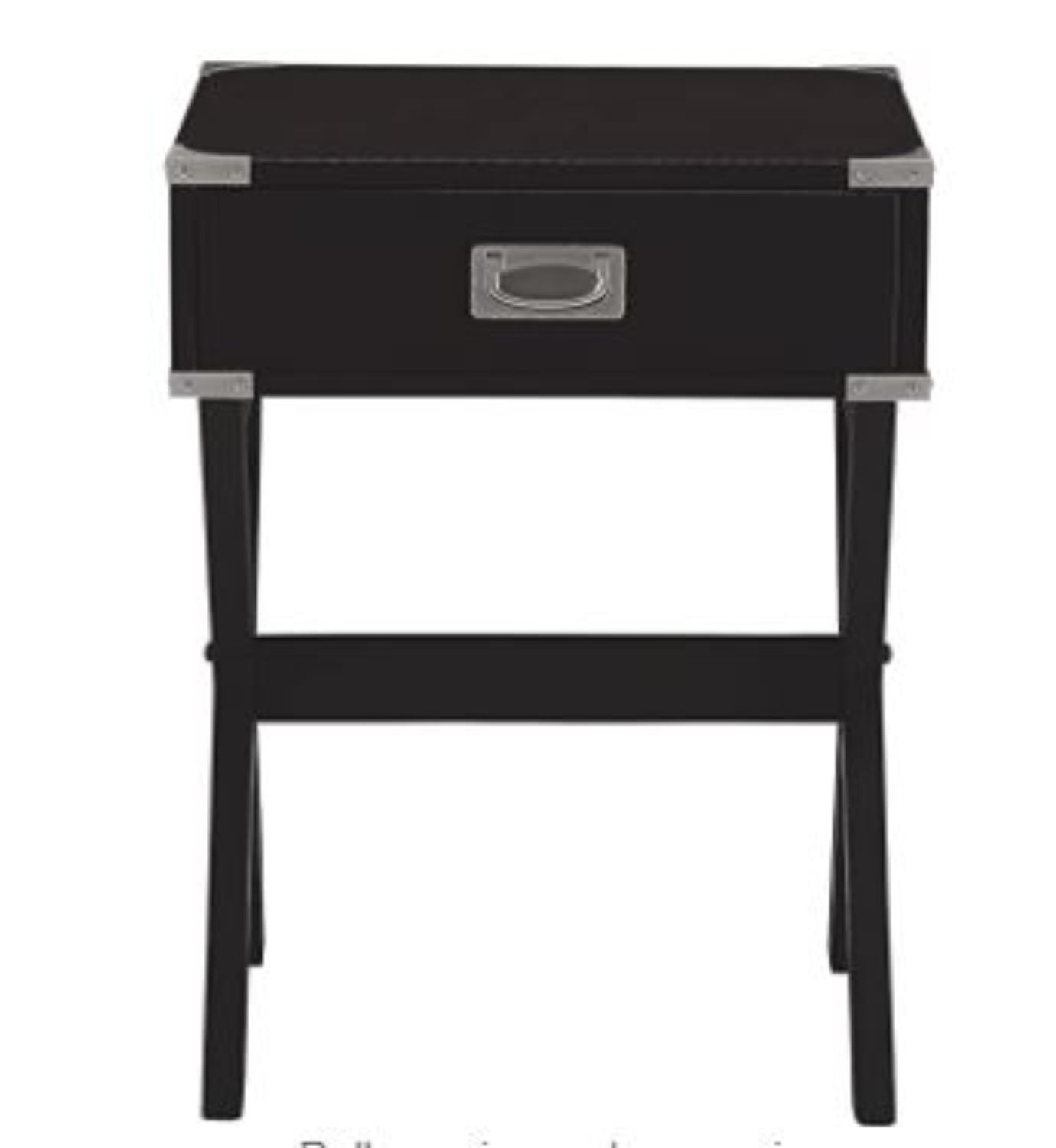 HomeRoots 24" Solid Wooden Metal Accent End Table in Black Finish