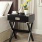 HomeRoots 24" Solid Wooden Metal Accent End Table in Black Finish