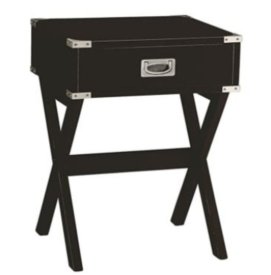 HomeRoots 24" Solid Wooden Metal Accent End Table in Black Finish