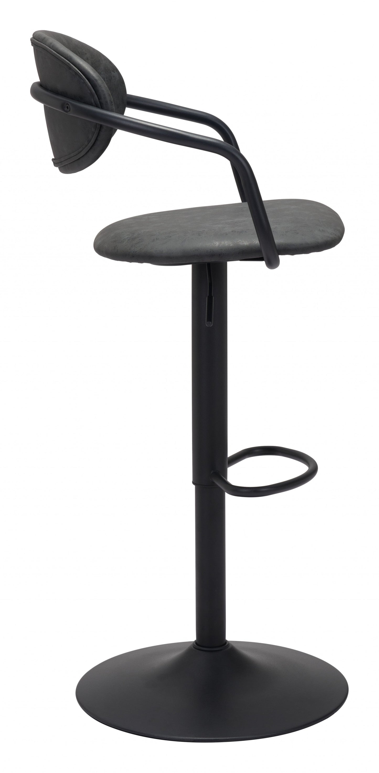 HomeRoots 24" Steel Swivel Low Back Counter Height Chair in Black Finish
