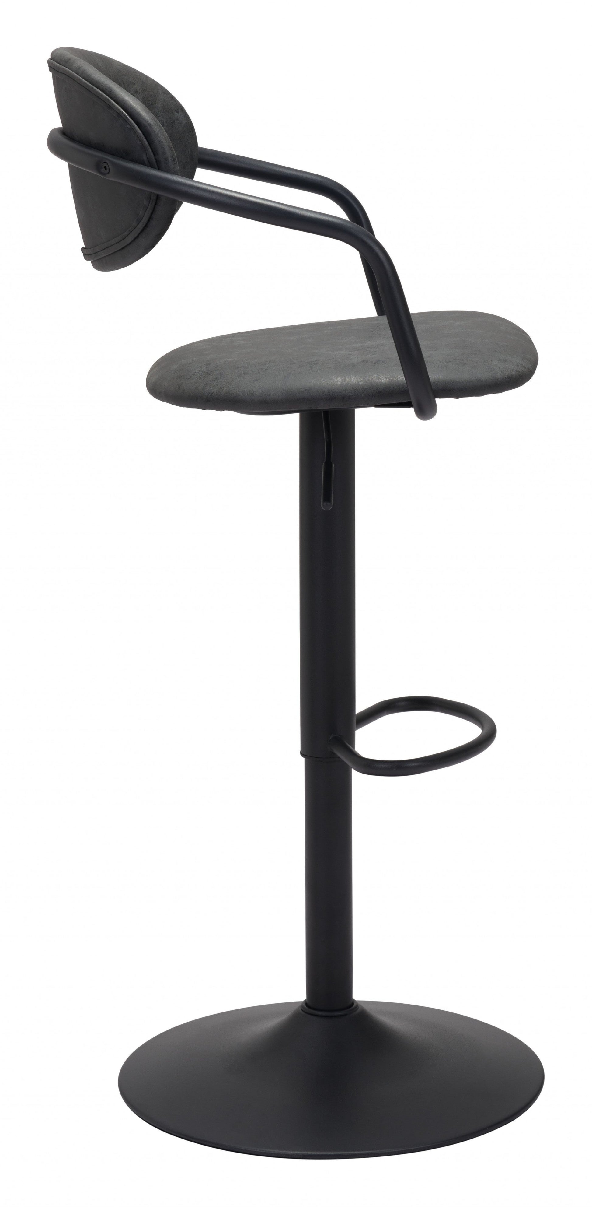 HomeRoots 24" Steel Swivel Low Back Counter Height Chair in Black Finish