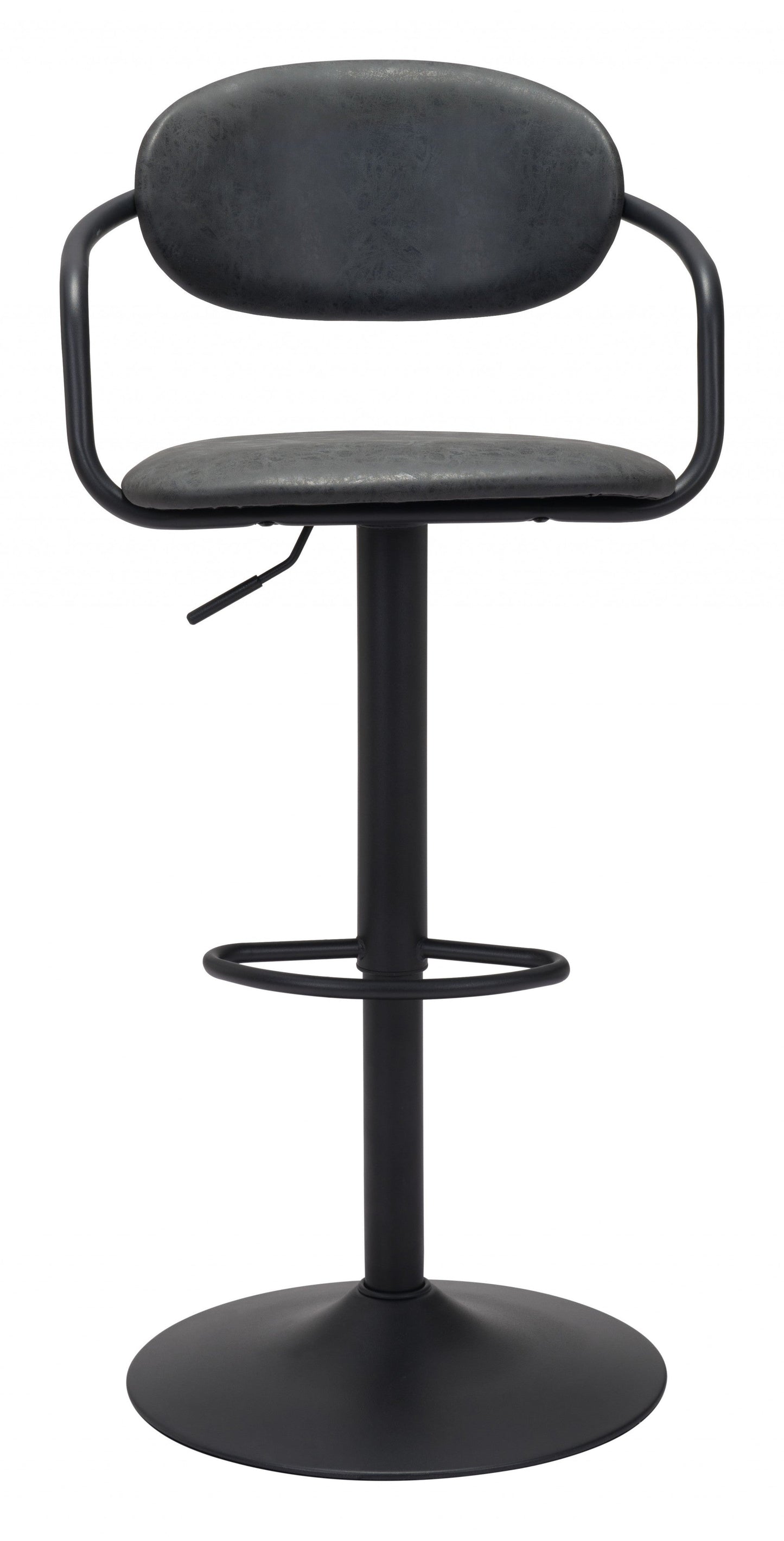 HomeRoots 24" Steel Swivel Low Back Counter Height Chair in Black Finish