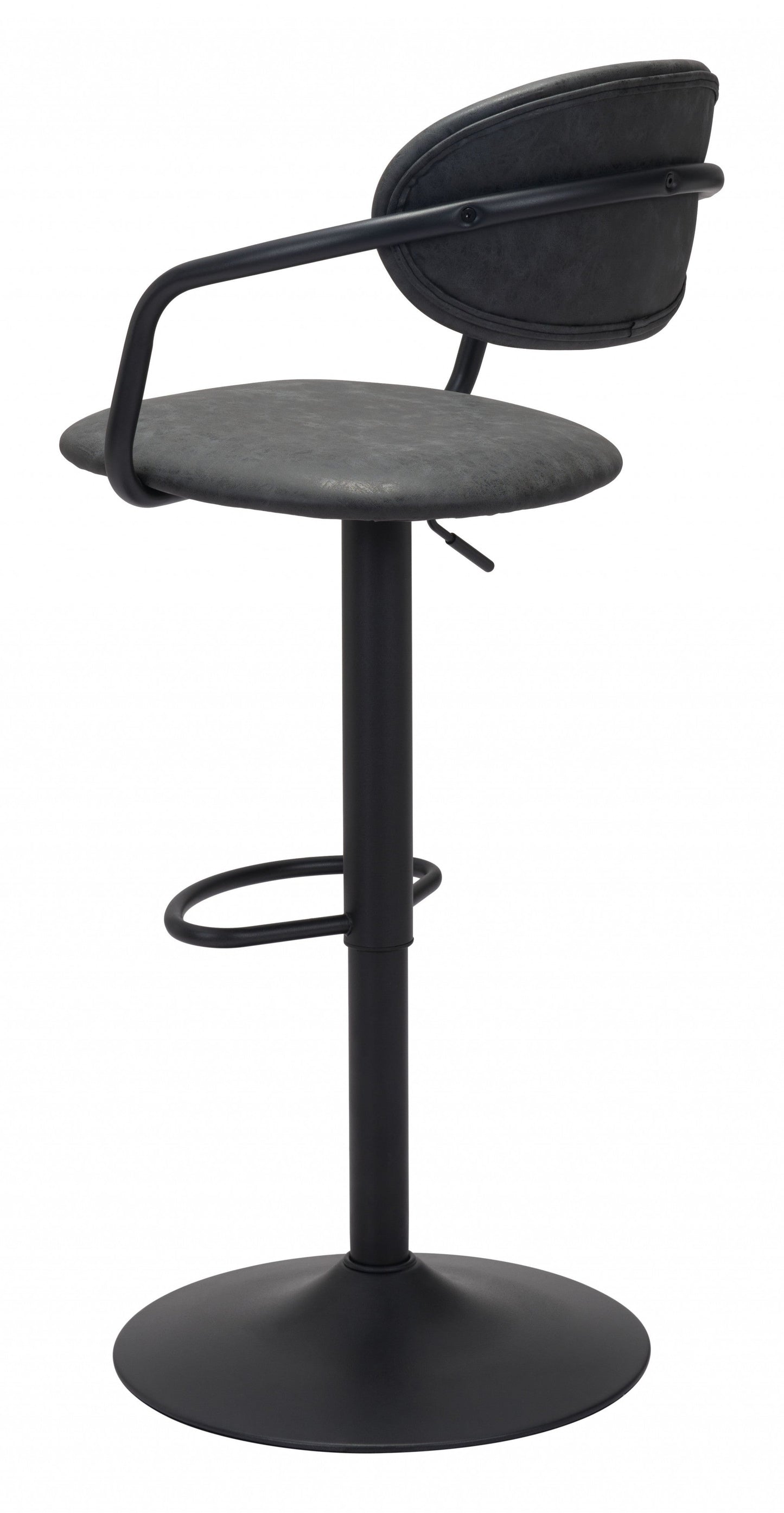 HomeRoots 24" Steel Swivel Low Back Counter Height Chair in Black Finish