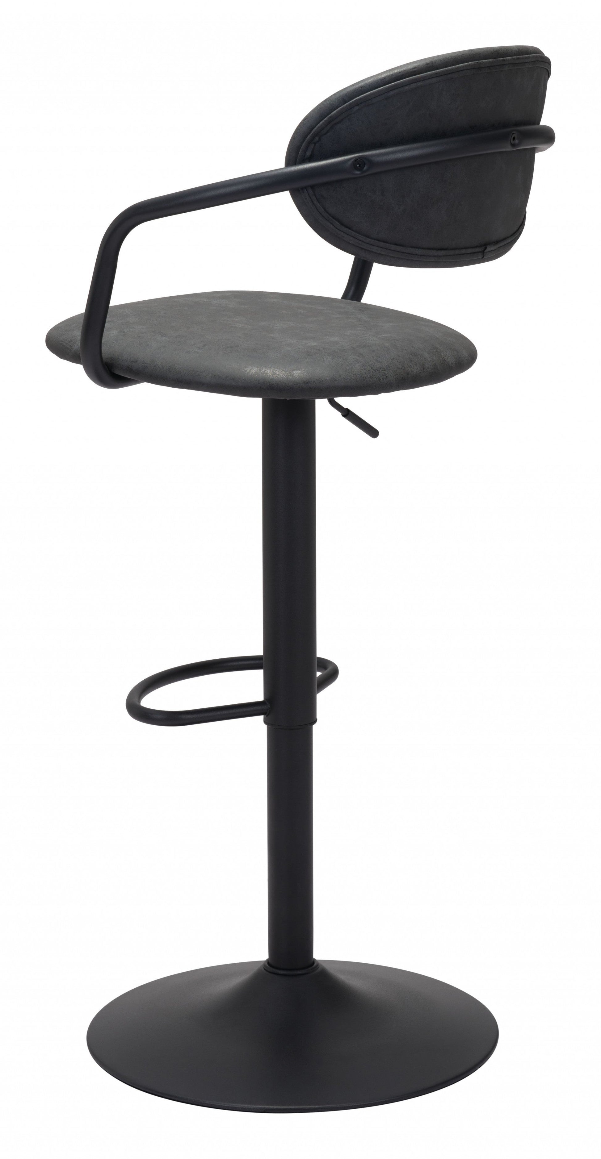 HomeRoots 24" Steel Swivel Low Back Counter Height Chair in Black Finish