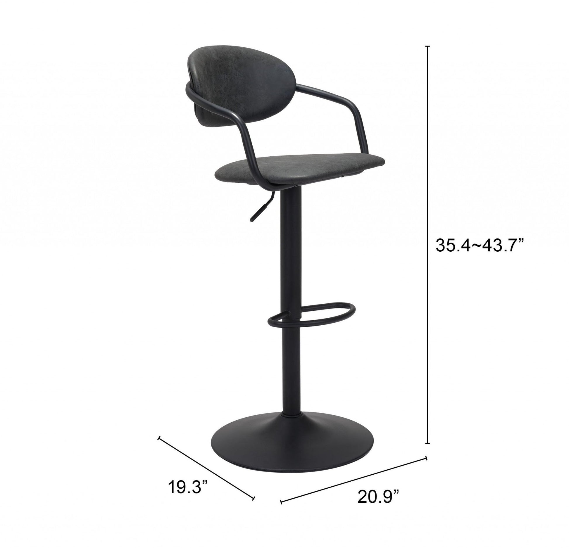 HomeRoots 24" Steel Swivel Low Back Counter Height Chair in Black Finish