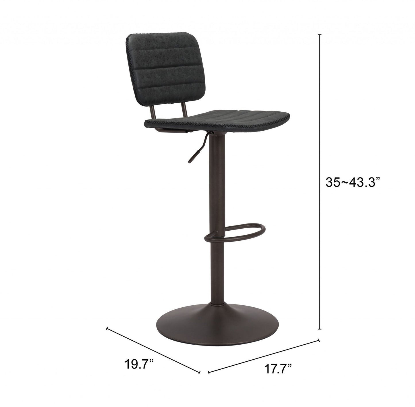 HomeRoots 24" Steel Swivel Low Back Counter Height Chair in Black Finish