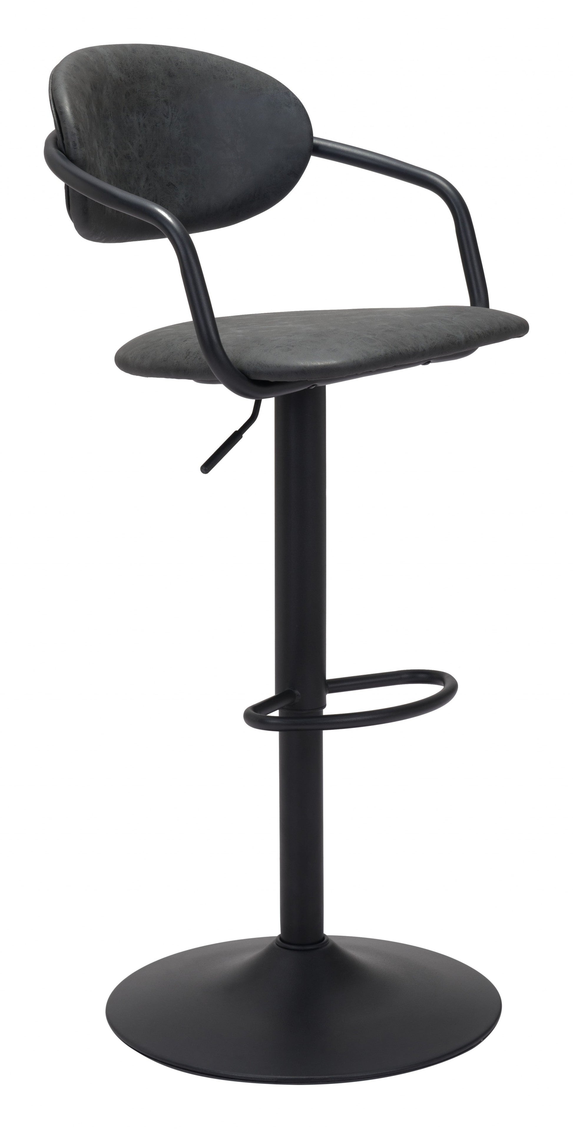 HomeRoots 24" Steel Swivel Low Back Counter Height Chair in Black Finish