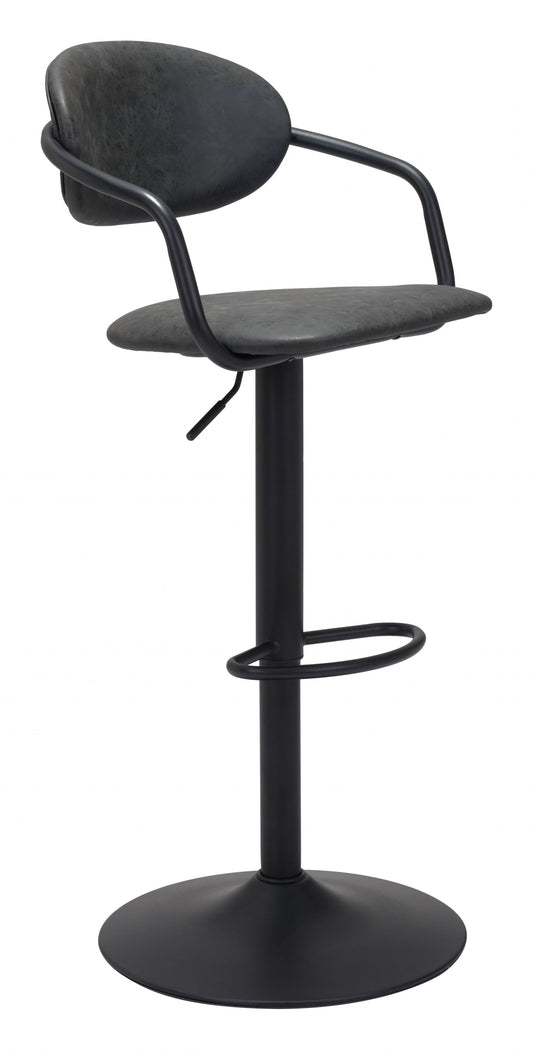 HomeRoots 24" Steel Swivel Low Back Counter Height Chair in Black Finish