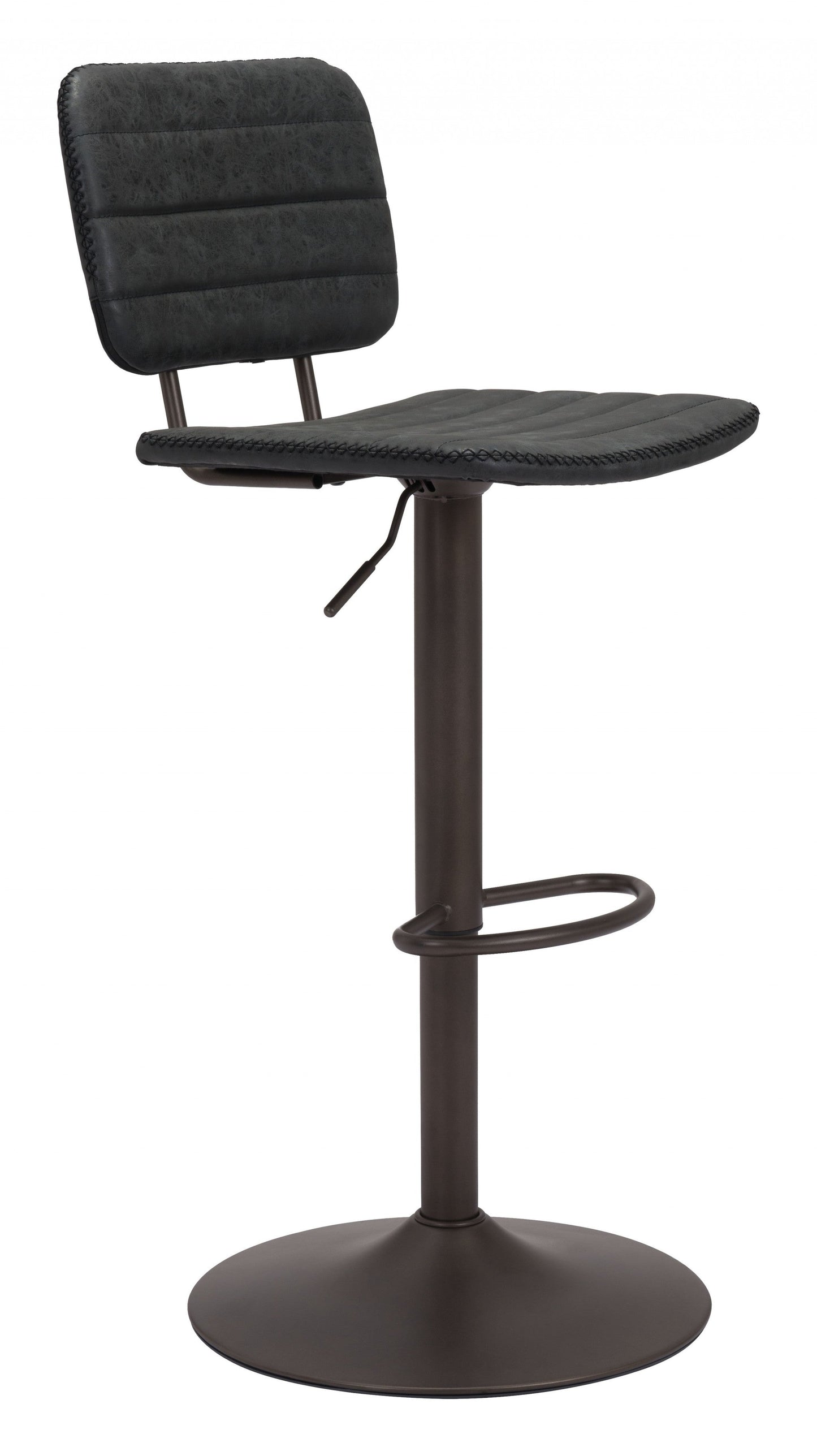 HomeRoots 24" Steel Swivel Low Back Counter Height Chair in Black Finish
