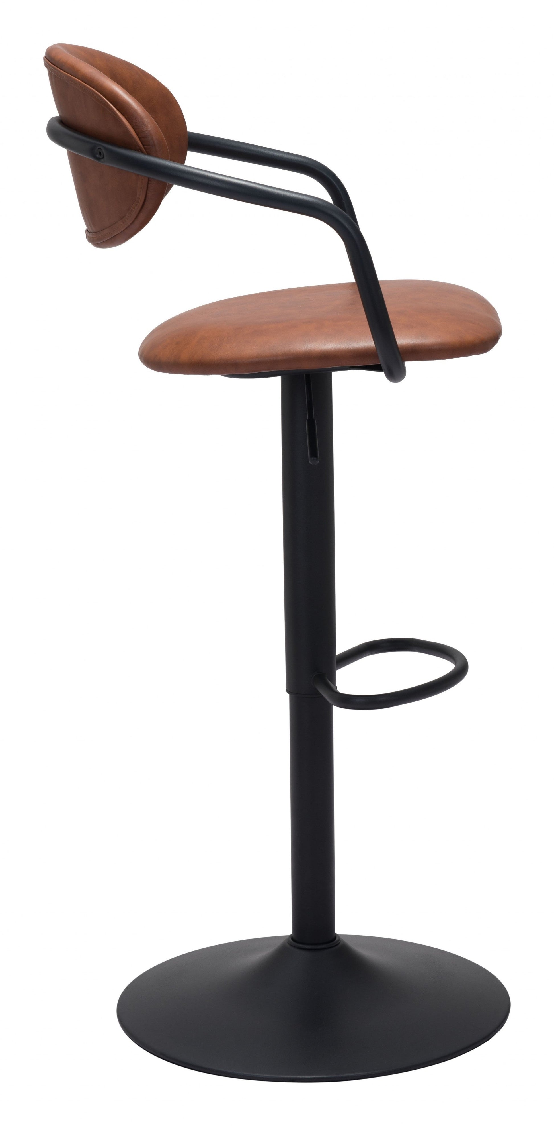 HomeRoots 24" Steel Swivel Low Back Counter Height Chair in Brown and Black Finish