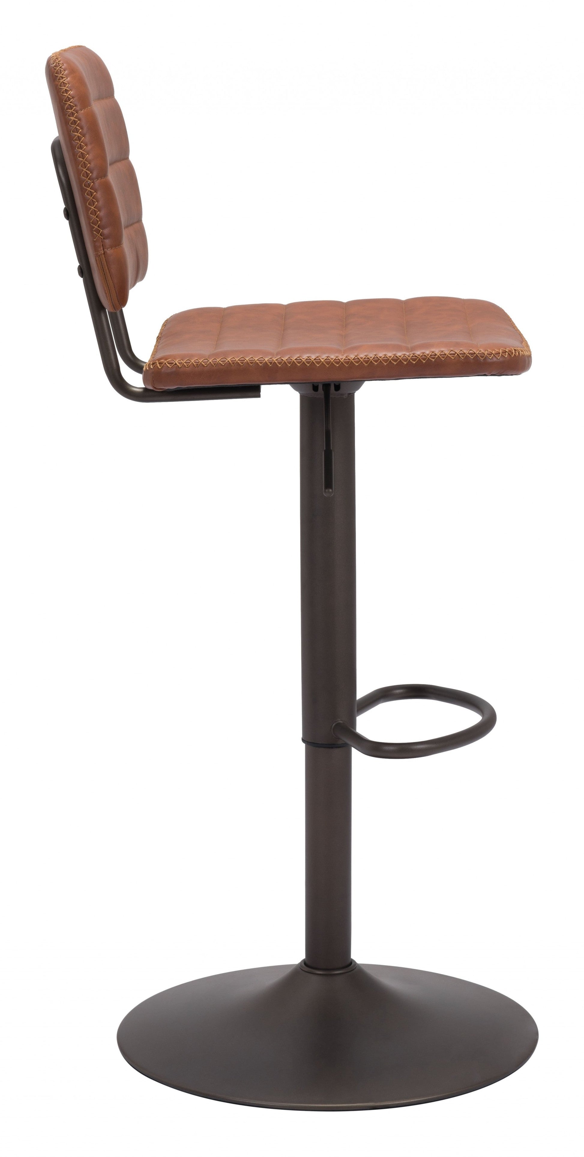 HomeRoots 24" Steel Swivel Low Back Counter Height Chair in Brown and Black Finish