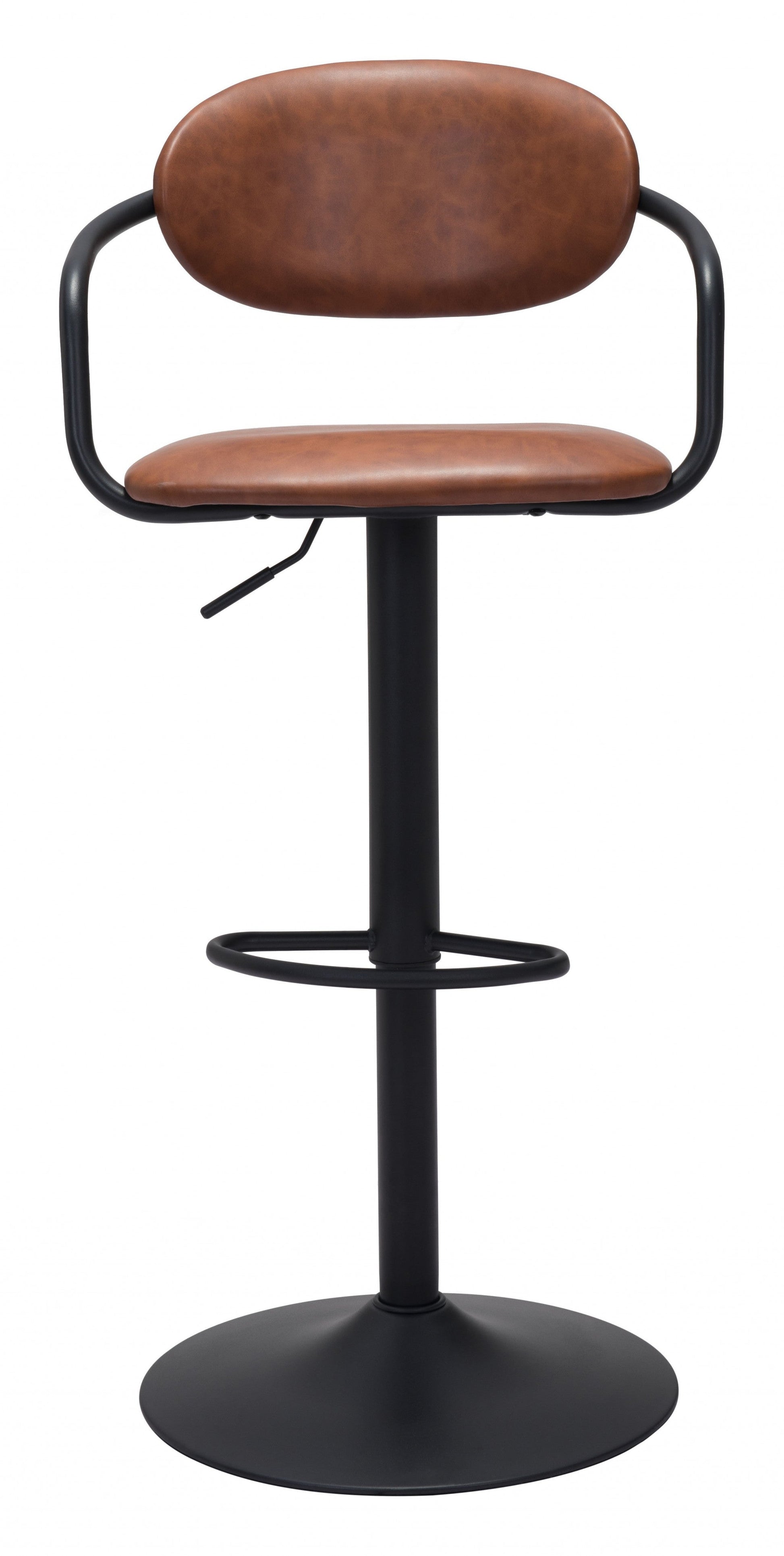 HomeRoots 24" Steel Swivel Low Back Counter Height Chair in Brown and Black Finish