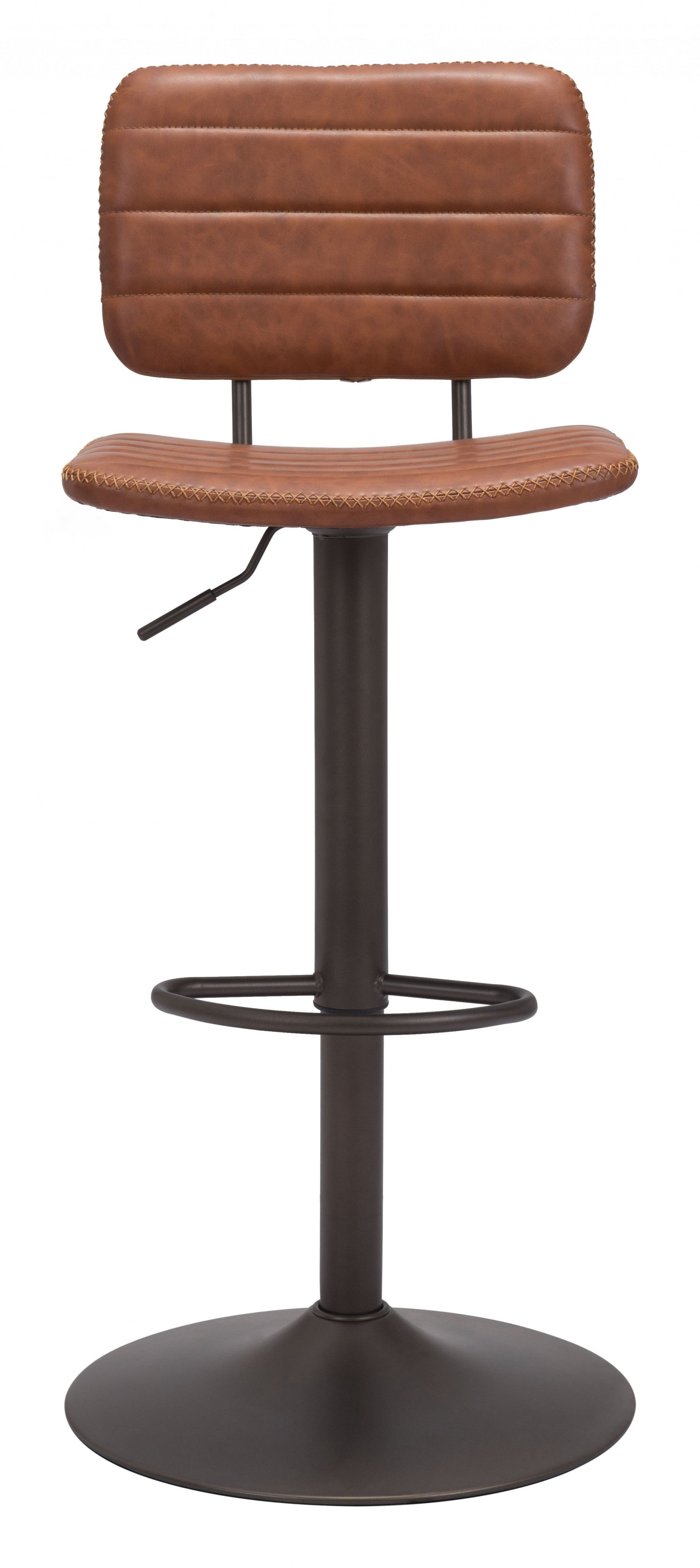HomeRoots 24" Steel Swivel Low Back Counter Height Chair in Brown and Black Finish