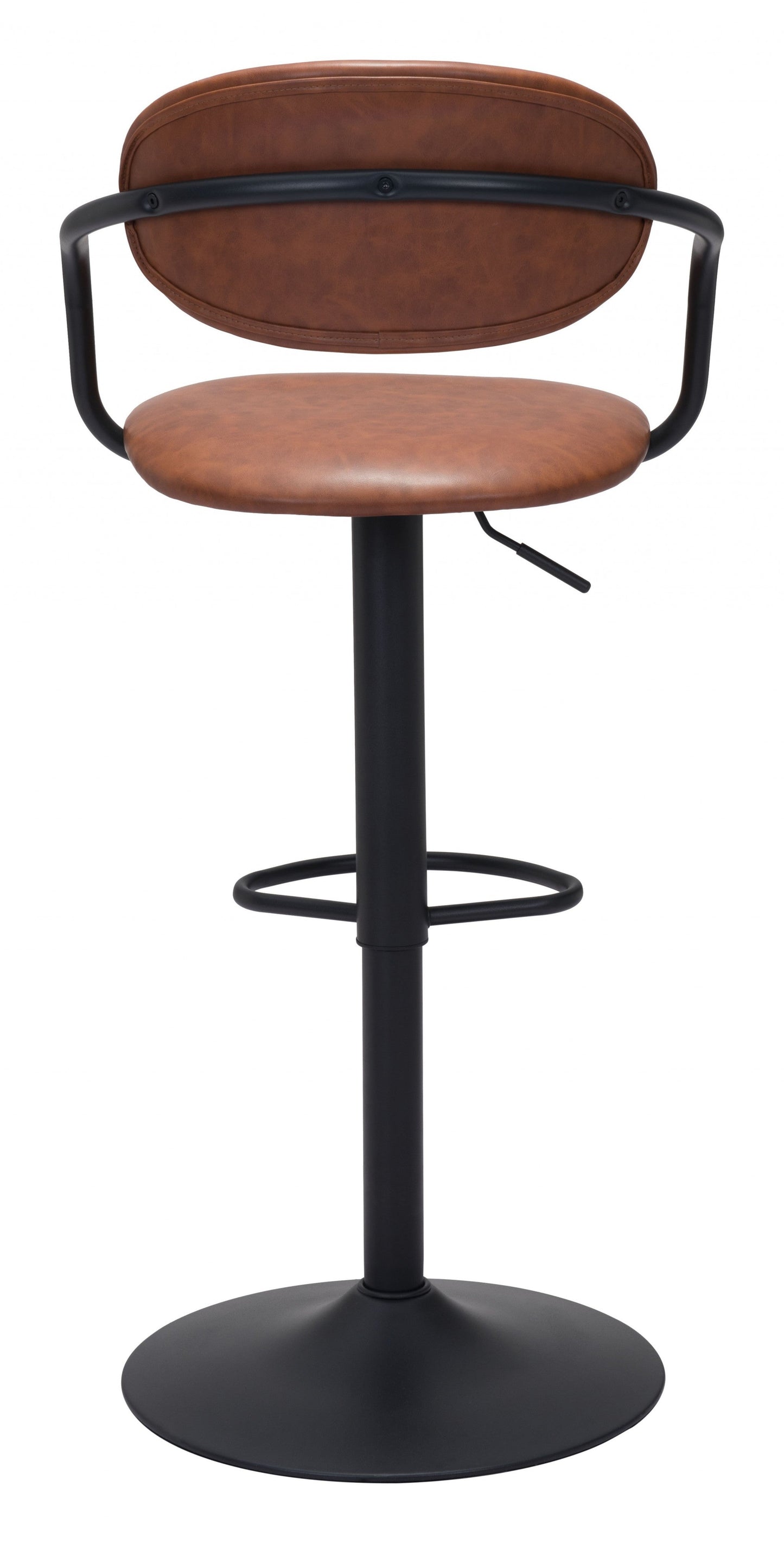 HomeRoots 24" Steel Swivel Low Back Counter Height Chair in Brown and Black Finish