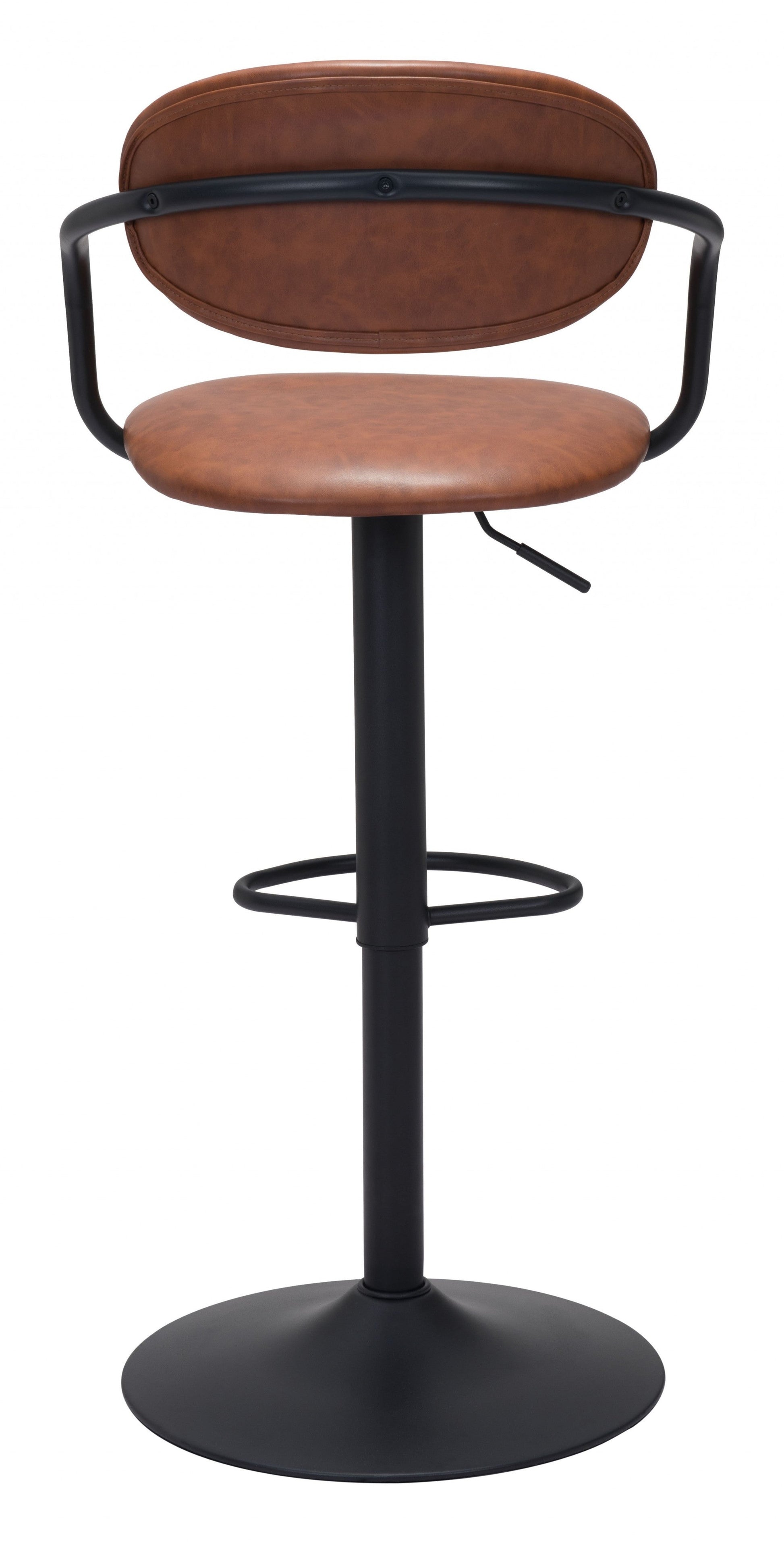 HomeRoots 24" Steel Swivel Low Back Counter Height Chair in Brown and Black Finish