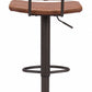 HomeRoots 24" Steel Swivel Low Back Counter Height Chair in Brown and Black Finish