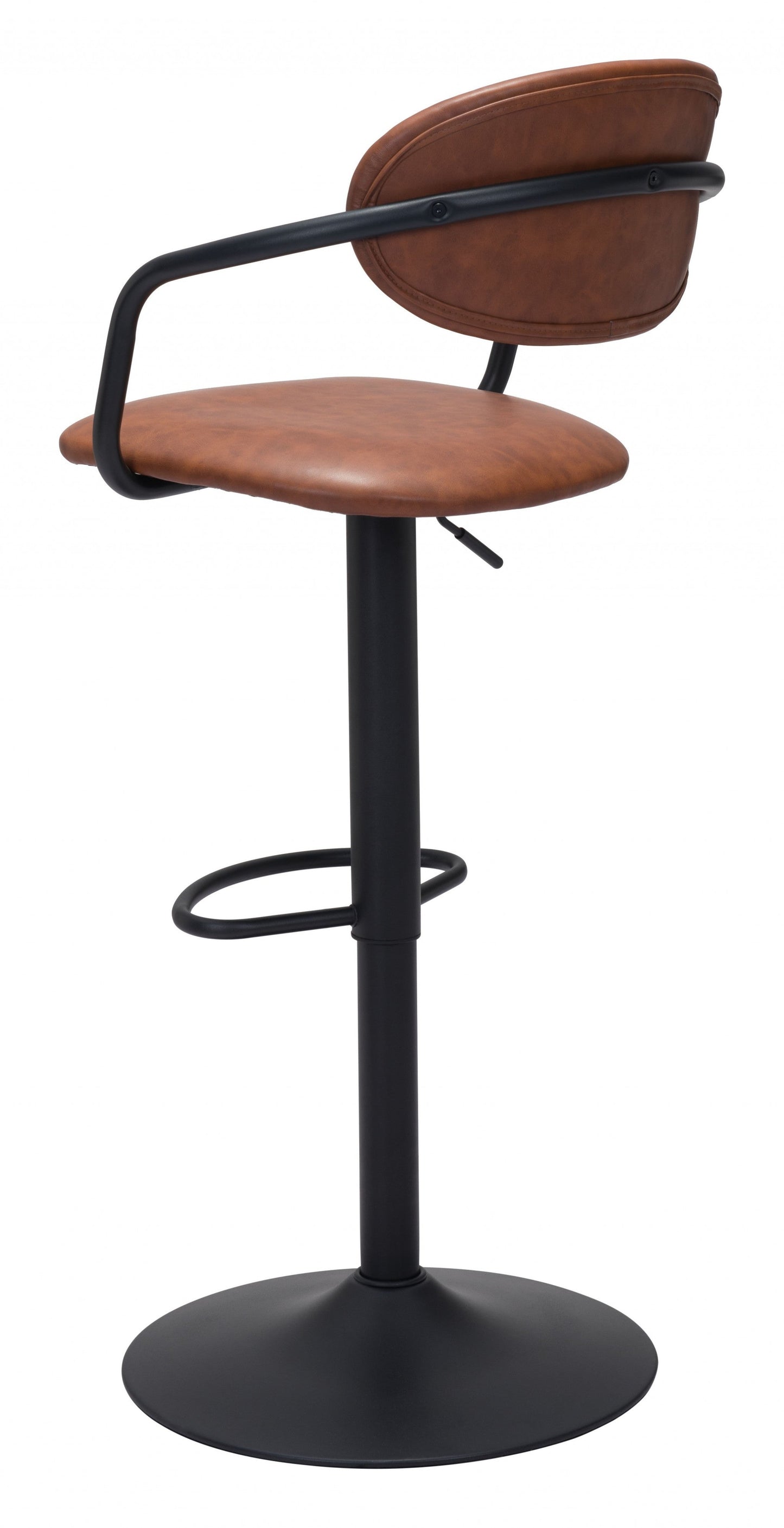 HomeRoots 24" Steel Swivel Low Back Counter Height Chair in Brown and Black Finish