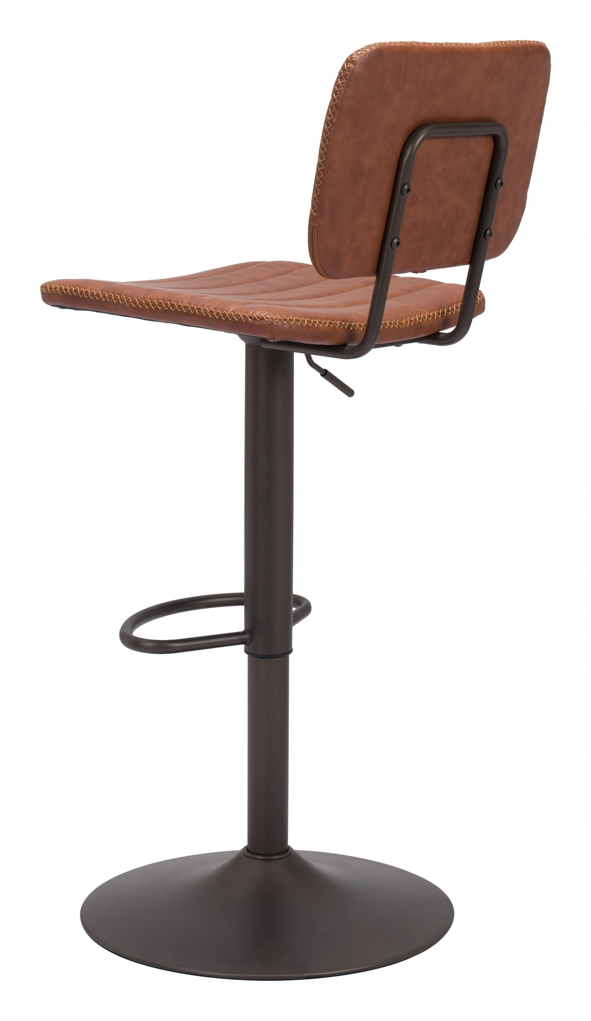 HomeRoots 24" Steel Swivel Low Back Counter Height Chair in Brown and Black Finish