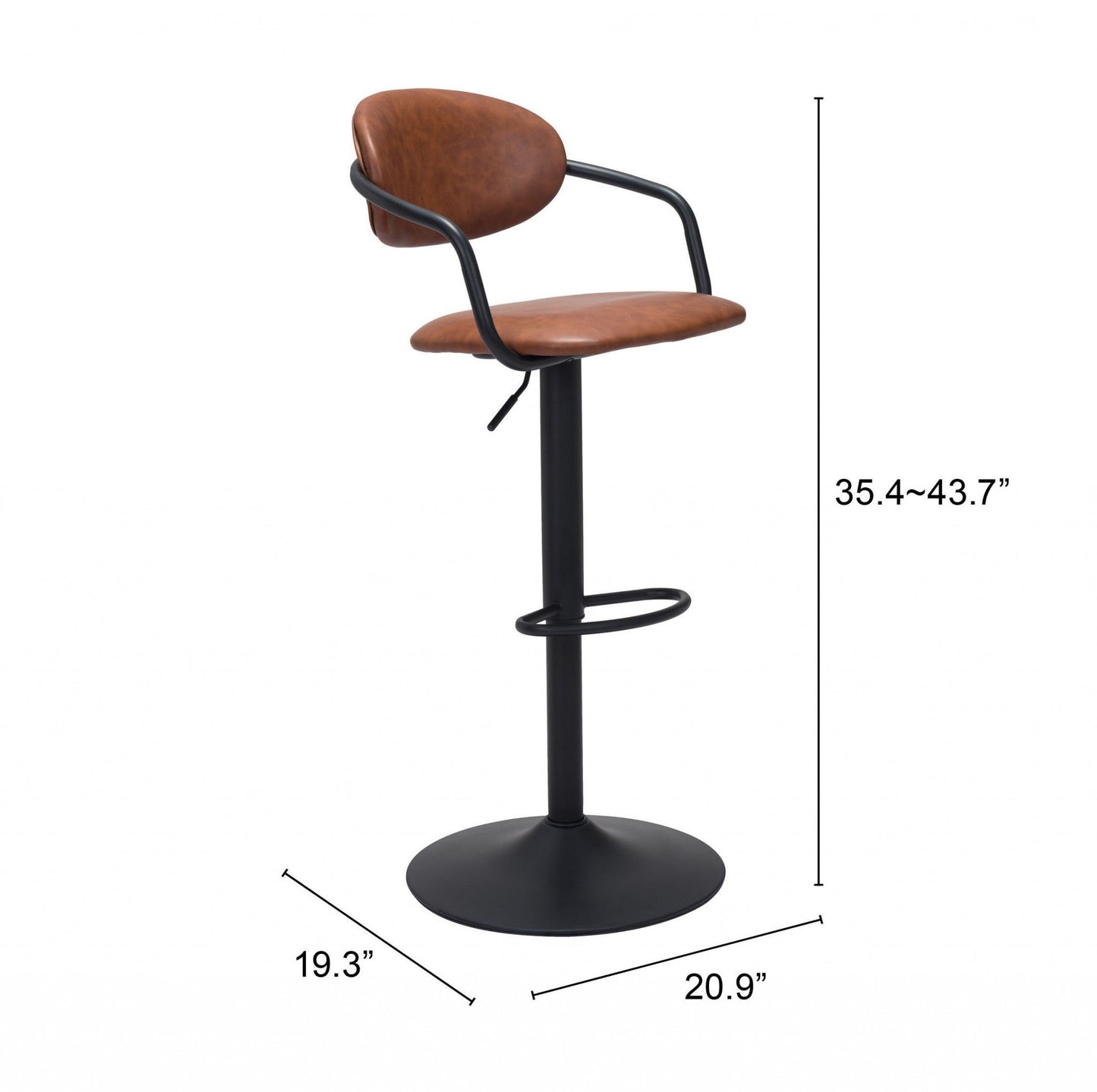 HomeRoots 24" Steel Swivel Low Back Counter Height Chair in Brown and Black Finish