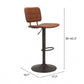 HomeRoots 24" Steel Swivel Low Back Counter Height Chair in Brown and Black Finish