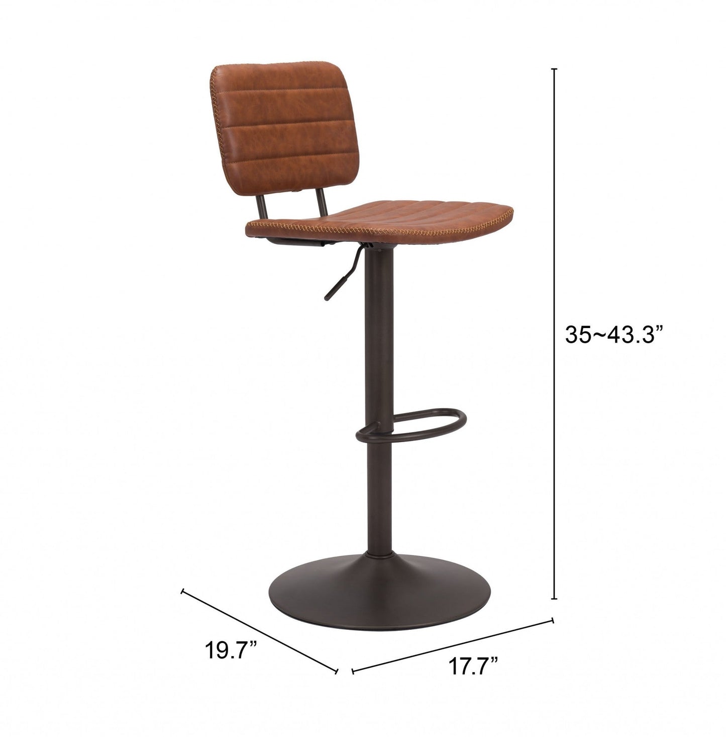HomeRoots 24" Steel Swivel Low Back Counter Height Chair in Brown and Black Finish