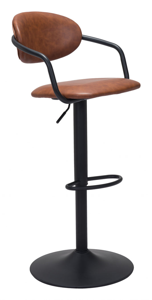 HomeRoots 24" Steel Swivel Low Back Counter Height Chair in Brown and Black Finish