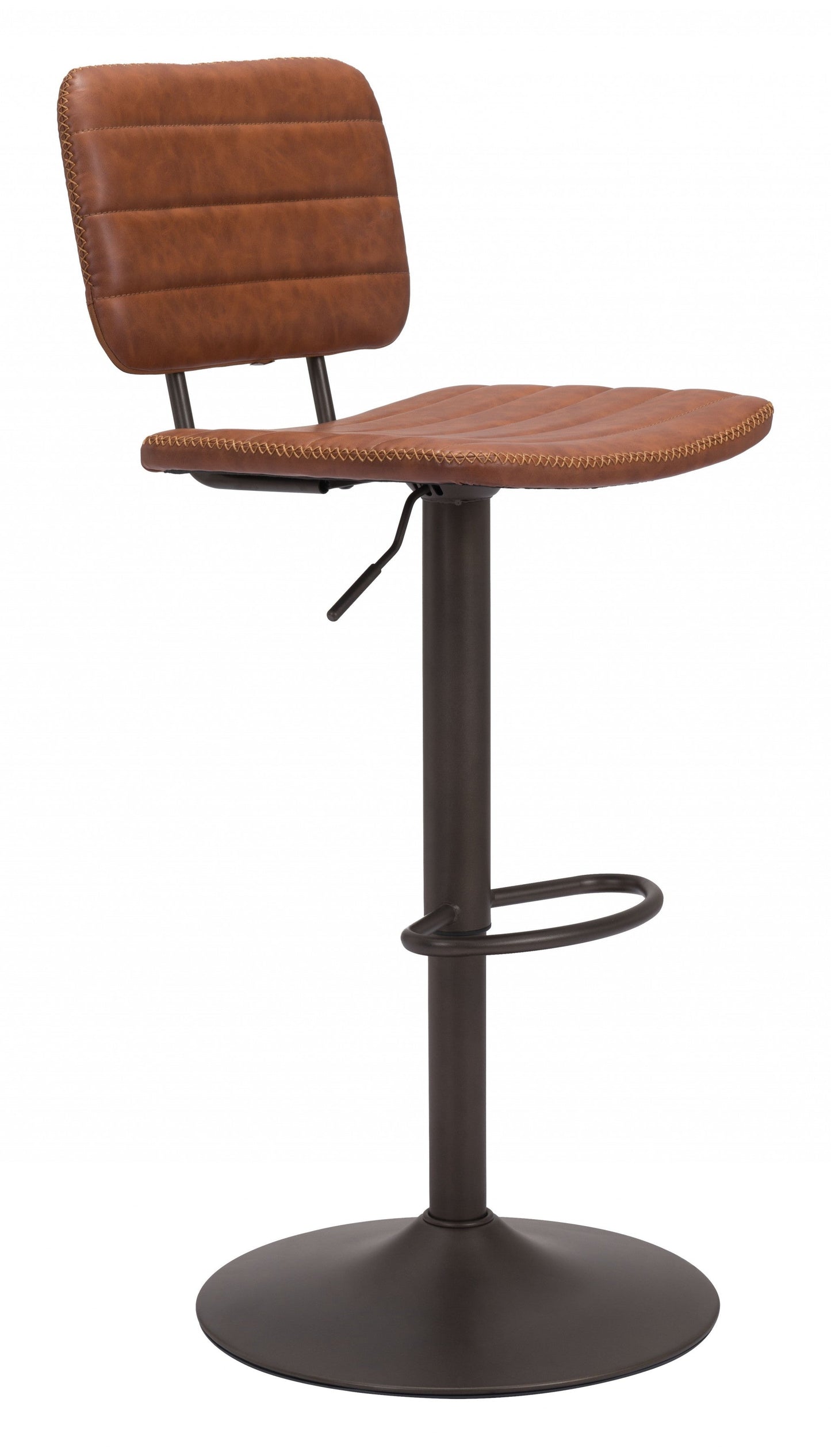 HomeRoots 24" Steel Swivel Low Back Counter Height Chair in Brown and Black Finish