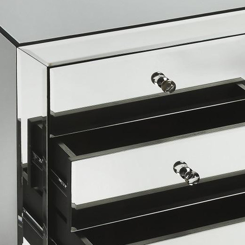 HomeRoots 24" Three Drawer Chest With Clear Glass Finish