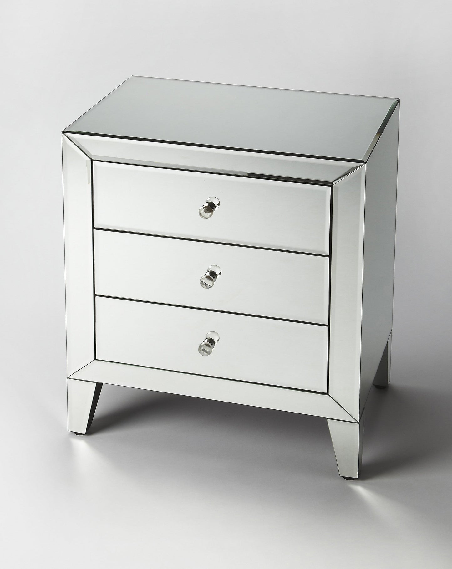 HomeRoots 24" Three Drawer Chest With Clear Glass Finish