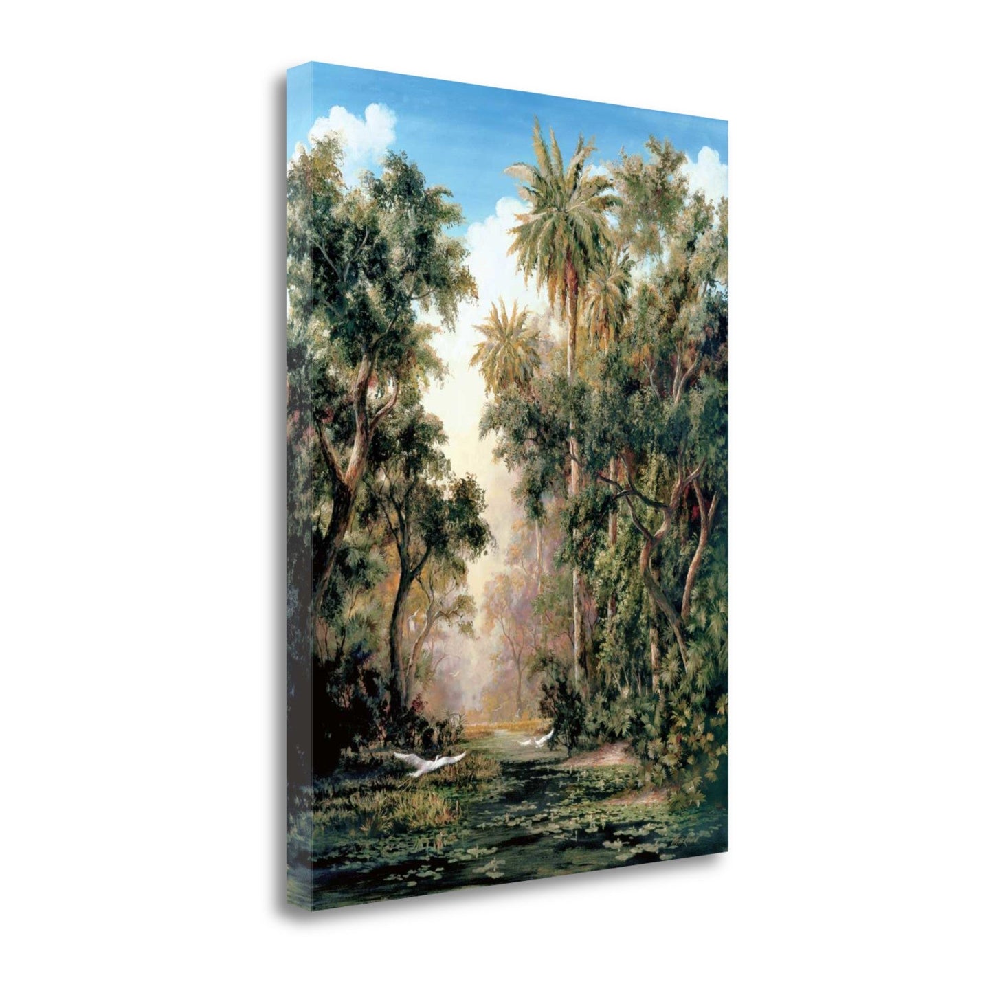HomeRoots 24" Tropical Green River Print on Gallery Wrap Canvas Wall Art