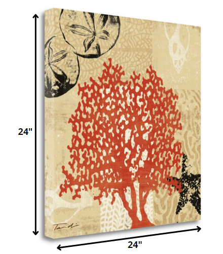 HomeRoots 24" Underwater Coral and Tan Beachy Background 2 Giclee Wrap Canvas Wall Art