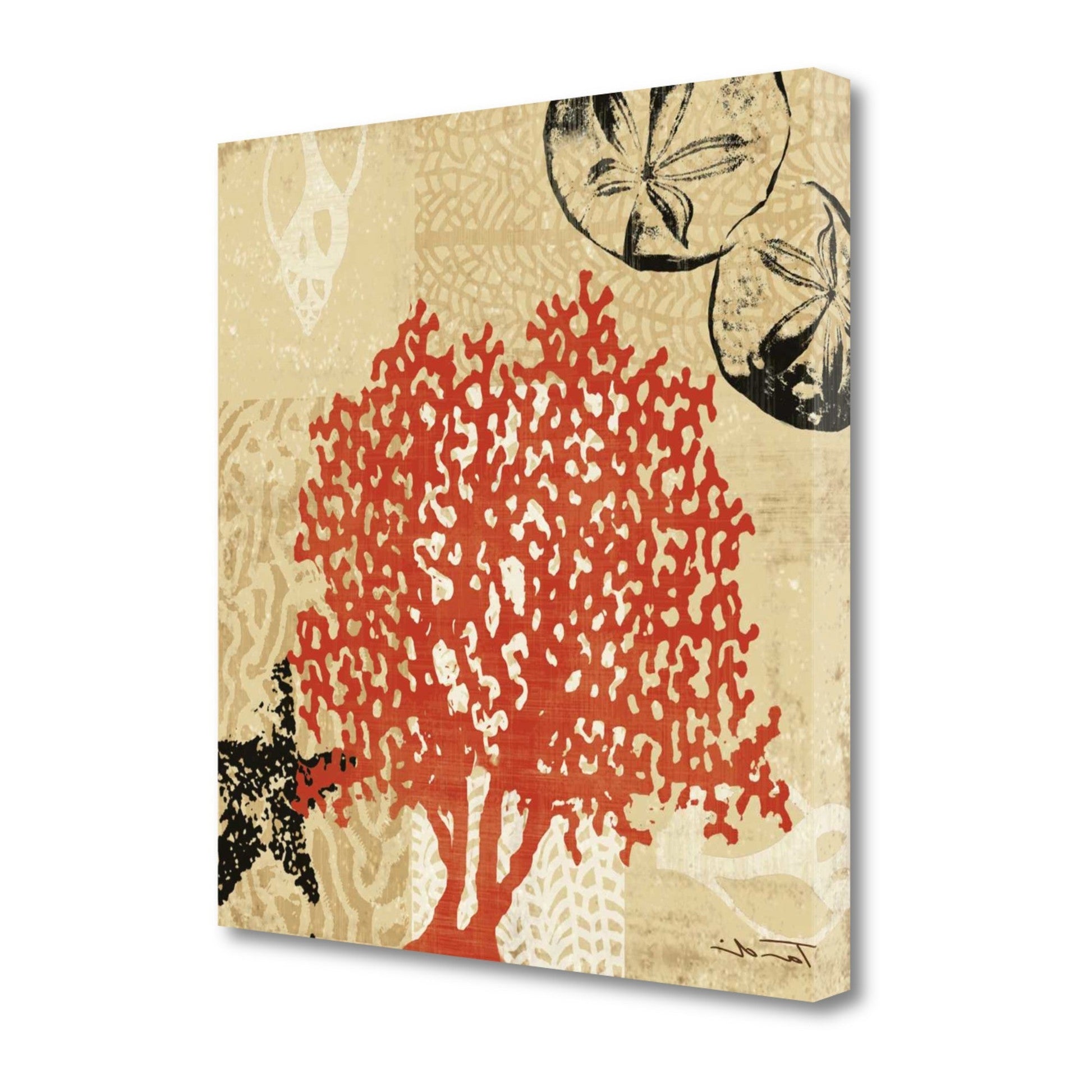 HomeRoots 24" Underwater Coral and Tan Beachy Background 2 Giclee Wrap Canvas Wall Art