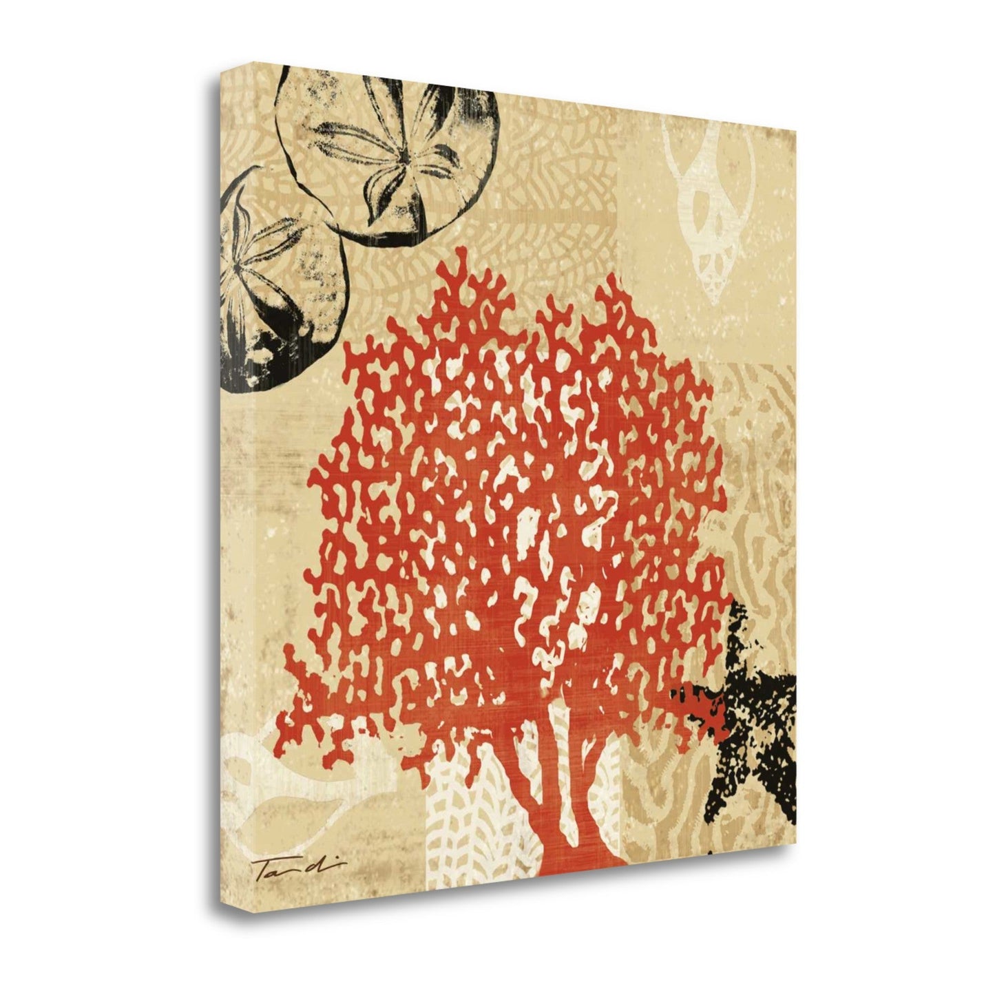 HomeRoots 24" Underwater Coral and Tan Beachy Background 2 Giclee Wrap Canvas Wall Art