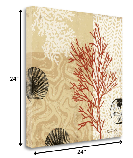 HomeRoots 24" Underwater Coral with Seashells and Sandollar 2 Giclee Wrap Canvas Wall Art