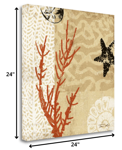 HomeRoots 24" Underwater Coral with Starfish and Sandollar 2 Giclee Wrap Canvas Wall Art