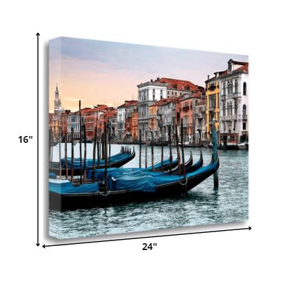 HomeRoots 24" Venice Italy Sunset View 1 Giclee Wrap Canvas Wall