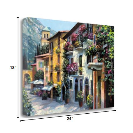 HomeRoots 24" Village Pathway and Colorful Buildings Giclee Wrap Canvas Wall Art