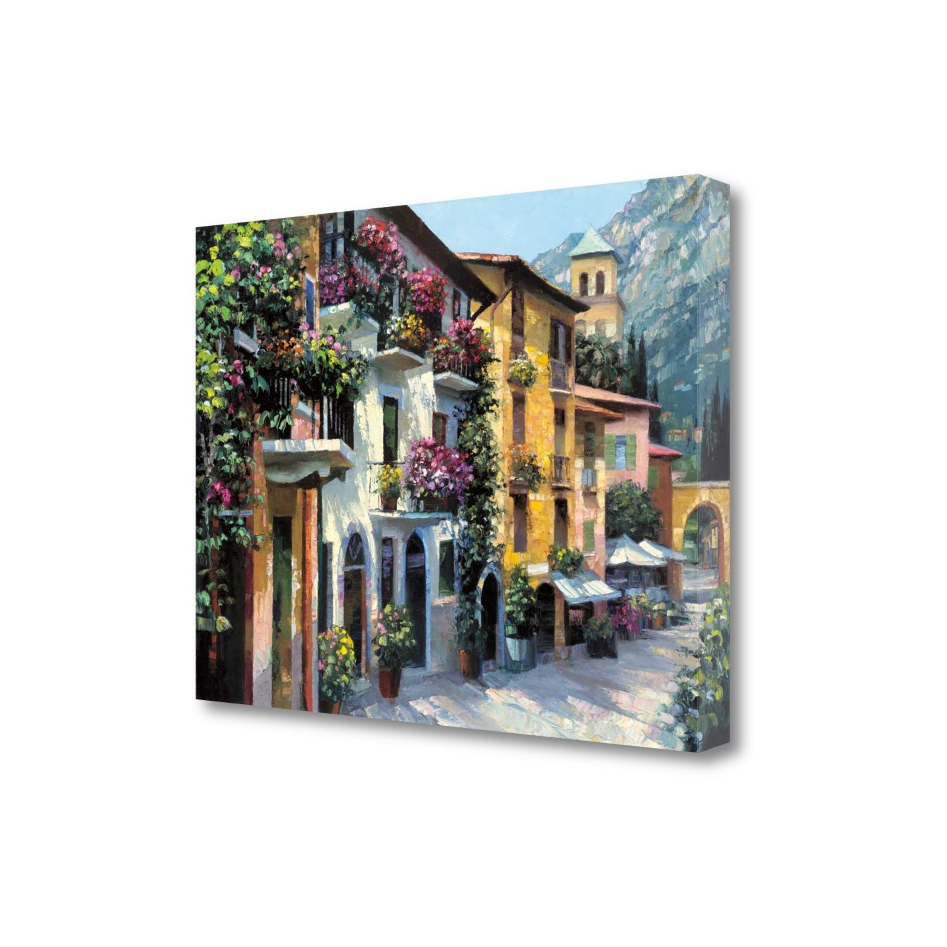 HomeRoots 24" Village Pathway and Colorful Buildings Giclee Wrap Canvas Wall Art